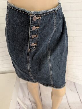 Venezia Blue Denim Pencil Skirt with Button Front